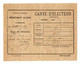 VP19.505 -  CASTEX - D' ARMAGNAC 1922  - Carte D'Electeur - Mr Pierre BARRERE Charpentier - Autres & Non Classés