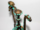 Delcampe - RARE ANCIENNE VERSEUSE & APPLIQUE ATYPIQUE ORIENTALE - BRONZE + PERLE AGATE VERT       (2501) - Oosterse Kunst