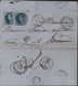 Belgique YT 11 X2 Oblitération Distribution 100 Gerpinnes 4 10 1860 Gougnies Bureau Distribution Pour L'étranger Beaune - 1849-1865 Medaillen (Sonstige)
