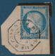 France Colonies Fragment Ceres 25c Bleu De Colonies Obl Dateur Hexagonal 1876  "corr D Arm / BIEN HOA"   RR - Usados