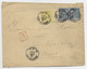 SAGE 25C BISTRE DEFAUT +15C PAIRE LETTRE REC TYPE 18 CELLETTES 16 JANV 1885 LOIR ET CHER - 1877-1920: Semi Modern Period