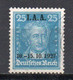 - ALLEMAGNE N° 400 Oblitéré - 25 P. Bleu Surchargé I.A.A. 1927 - Cote 85,00 € - - Gebraucht