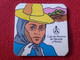 SPAIN ANTIGUO POSAVASOS OLD COASTER CAJA DE AHORROS DE ALICANTE Y MURCIA..BANK..MUJER CON SOMBRERO FEMME WOMAN GIRL VER - Bierviltjes