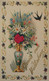 Flower Foget Me Not  - Embossed Vase With Flowers Incl. Silk And Swallow NL Ca 1900 - Bloemen