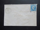 Frankreich 1864 Napoléon III. Michel Nr.21 EF Rauten Nummernstempel Und K2 St. Cyprien Geprägter Umschlag Notaire - 1862 Napoleon III
