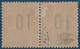 Colonies Grande Comore Paire N°28A* 10c Sur 50c Variété " Chiffres Espacés " Tenant à Normal (tirage: 1340) Signé Calves - Unused Stamps