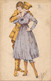 Carte Illustrateur Signée Leclerc Petite Guerre Fantaisies Parisiennes Femme Militaire - Leclerc