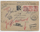 N° 652X3 LETTRE REC AR PROVISOIRE PARIS 123 23.10.1944 POUR PARIS + RETOUR - 1939-44 Iris