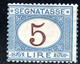 833.ITALY.1874 5 L. POSTAGE DUE,MNH POSSIBLY REGUMMED - Taxe