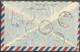 Poste Aerienne Stamps Of KING FAROUK 2, 3, 10 Et 20 Mills. Ovpt. PALESTINE Canc. KHAN YUNIS On Cover 5 August 1954 To Ca - Aéreo