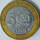 Dominican Republic - 5 Pesos, 1997, 50th Anniversary - Central Bank, KM# 88 - Dominicana