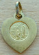 Rada-246 Médaille Forme Coeur,métal Doré (poinçon),pourtour En Relief Probable En Ag,anagramme JB,de 17mm/15mm - Religione & Esoterismo