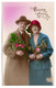 Bonne Année -- Couple Homme-Femme Avec Chapeaux Et Fleurs ................à Saisir - Nouvel An