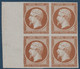 France Napoléon Bloc De 4 Grand Bdfeuille 1853/62 Type I Essai 25c Bistre Brun Sans Gomme Sur Papier Normal TTB - Other & Unclassified