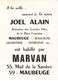 Carte Dédicacée De Joel Alain - Animateur De Grandes Fetes De La Bière Francaise - Publicité Marvan - Otros & Sin Clasificación