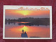 Poland 1997 Postcard "lake Fishing Sunset" Olecko To England - Pinecones Pinus Tree - Storia Postale
