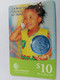 BARBADOS   $ 10 ,- PAY AS YOU GO GREEN  CHILD ON PHONE    Prepaid      Fine Used Card  ** 9643 ** - Barbades