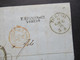 Italien 1854 Faltbrief Mit Inhalt Von Torino - Lyon Roter Stempel Sard 3 P. De Beauvoisin Abs. Stempel L2 F. Rignon E Ci - Sardegna