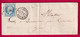 N°14 BLEU LAITEUX PC 3492 VARENNES SUR ALLIER BOITE RURALE E CRECHY POUR TONNERRE YONNE LETTRE COVER FRANCE - 1849-1876: Periodo Classico