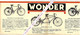 CATALOGUE DEPLIANT VELOS BICYCLETTES WONDER  RAVAT St Etienne  Paris  France VOIR SCANS+ HISTORIQUE - Pubblicitari