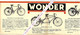 CATALOGUE DEPLIANT VELOS BICYCLETTES WONDER  RAVAT St Etienne  Paris  France VOIR SCANS+ HISTORIQUE - Publicités