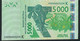 W.A.S. SENEGAL P717Ki 5000 FRANCS (20)10  Signature 36 VF FEW VERTICAL FOLDS NO P.h. - États D'Afrique De L'Ouest