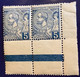 1891 Yv.13 Neuf ** MNH Paire TB: Albert 1er 5c Bleu Neuf Sans Charniére Gomme D‘ Origine. (Monaco VF Postfrisch - Unused Stamps