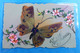 Celuloid Papillon. Handmade Handpainted Postcards  Vlinders Butterfly Lot X 4 Cpa - Met Mechanische Systemen