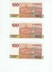 LUXEMBOURG " Baisse De Prix " Lot De 3 Billets 100 Francs 1986 NEUF/UNC P.58-R N° 263607/609/611 - Luxemburg