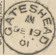 GB „GATESHEAD“ Superb Thimble (21mm) On VF Parcel Post Label (repaired At Top Before X LIST) Franked With QV 1d And 6d - Brieven En Documenten