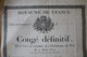 Royaume De France Congé Définitif  1815 - Historical Documents