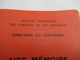 S.N.C.F.F./Direction Du Personnel /AIDE-MEMOIRE Du SECOURISTE/1972        TRA62 - Ferrovie