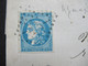 Frankreich Klassik 5.1871 Bordeaux Ausgabe Michel Nr.41 Stempel Ajaccio Rücks. Stempel Ambulant Marseille A Lyon Special - 1870 Emission De Bordeaux