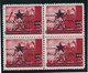 YUGOSLAVIA - Provisional Edition For Zagreb, 400/0,25 Kn, Block Of Four With Error Of Print 'bird' On Basic .../ 2 Scans - Andere & Zonder Classificatie
