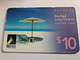 BERMUDA  $10 ,-  BERMUDA  NORTHROCK    PARASOL ON BEACH      6/2002    PREPAID CARD  Fine USED  **10270** - Bermudas