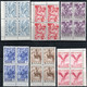 941.GREECE.1935 MYTHOLOGICAL ISSUE # 22-30 BLOCKS OF 4 (3 MNH,1 MH)4 SCANS - Unused Stamps