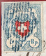1851, Zst 17 II.3.06 C2 5 Rp Rayon I T9 RETOUCHE Brief LENGNAU AG (Attest Schweiz Judaica Plum War Cover Fruits - 1843-1852 Federale & Kantonnale Postzegels