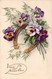 CPA - FANTAISIE - VIVE ST NICOLAS - PENSEES VIOLETTES - FER A CHEVAL - COLORISEE - San Nicolás