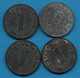 DEUTSCHES REICH 4 X 1 REICHSPFENNIG 1942 A+E+F+G  KM# 97 Svastika - 1 Reichspfennig