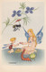 Willy Schermele, Fairy Children Eat With Insects, Bee Caterpillar Bugs, C1940s Vintage Postcard - Schermele, Willy