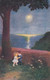 Ad. Hoffmann Artist Signed, Children Kiss In Moonlight By Wall, Romance Theme, C1910s Vintage Postcard - Hoffmann, Ad.