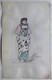 DESSIN ORIGINAL ILLUSTRATION AQUARELLE P MIGAULT Vers 1880 Femme - Original Drawings