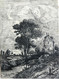 DESSIN ORIGINAL Illustration P MIGAULT - Encre De Chine Paysage Champêtre Vers 1870 - Original Drawings