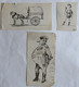 Lot De 3 Petits Dessins Originaux Illustrations  P MIGAULT - Militaire Et Divers Encre De Chine - Original Drawings