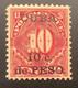 US OCCUPATION POSTAGE DUE STAMP Sc.J4  XF MNH** 1899 Cuba 10c Deep Claret (USA - Nuevos