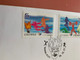 Taiwan Stamp FDC Sports 2001 Table Tennis Weightlifting Map - Briefe U. Dokumente