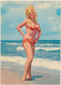 70s SEXY BIKINI  BUSTY GIRL BLONDE WOMAN ON BEACH, EROTIC, PIN UP,  Old Photo Postcard - Pin-Ups