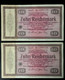 GERMANY , P 200 ,10 Mark , 1933, Almost UNC , 2 Consecutive , NOT Canceled - Imperial Debt Administration