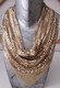 Collier Foulard En Maille Métal Doré Années 70 - Necklaces/Chains