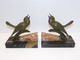 Delcampe - *BELLE PAIRE OISEAUX BRONZE ART DECO SERRE LIVRES PATINE VERTE SOCLE MARBRE   E - Art Nouveau / Art Déco